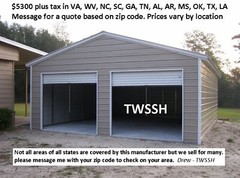 2 car garage starting at $5300 plus tax. See Main Photo. Prices vary by state.
