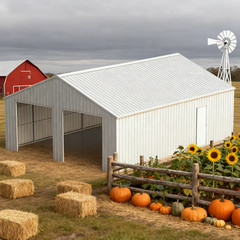 33×25 FT Metal Garage Barn Reinforced Steel Structure w/ Dual Doors Storage Shed