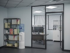 CGP Office Partition System, Glass Aluminum Wall 19′ x 9′ w/Door, Black Painted