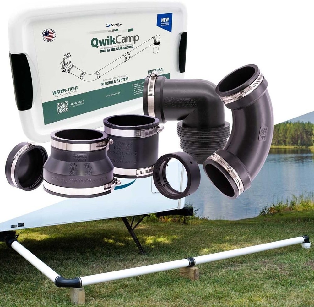 Fernco QwikCamp RV and Camper Sewer Waste Plumbing Connection RVKIT1, Black