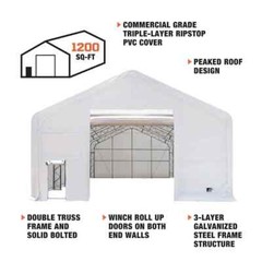 TMG Industrial 30′ x 40′ Dual Truss Storage Shelter w/ Heavy Duty 17oz PVC Cover