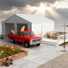 33′ x 25′ x 14′ Outdoor Storage Shed Reinforced Steel Structure Barn Car Garage