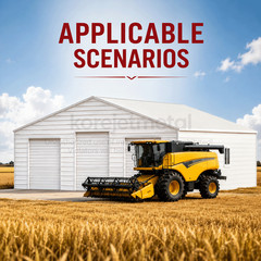 39x39FT White Heavy Duty Metal Barn Steel Building 3 Rolling Doors Korejetmetal