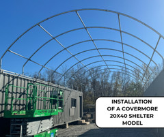 20×20 PVC Fabric conex container mounted shelter + Standard Back Wall with Vents