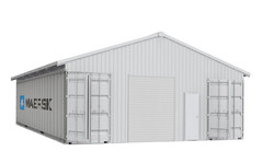 36′ x 40’x 13′ Dual Truss Metal Container Shelter/Heavy Duty Galvanized Steel