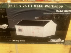 KJ 25′ x 28′ x 15′ Enclosed Metal Workshop Shed Storage Building