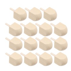 15Pcs Light Yellow Wooden Dreidels for Party Creative DIY Reusable Wood Toys