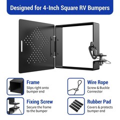 NAMEFOR RV Bumper End Cap 2 Pack, Fits Standard 4-Inch Square 4inch, Black