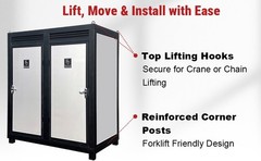 KJ Two-Person Portable Toilet Cabin,Outdoor Restroom with Light,Sink & Vent Fan