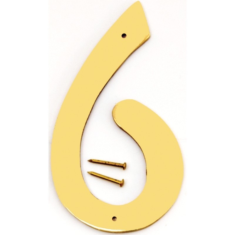 Hy-Ko BR-40/6 House Number, 3 in W x 6-3/4 in H Dimensions, Character: 6, 4 in H