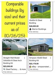 Still on Skids, 2,400 sq ft, 40x60x16 Steel Building kit