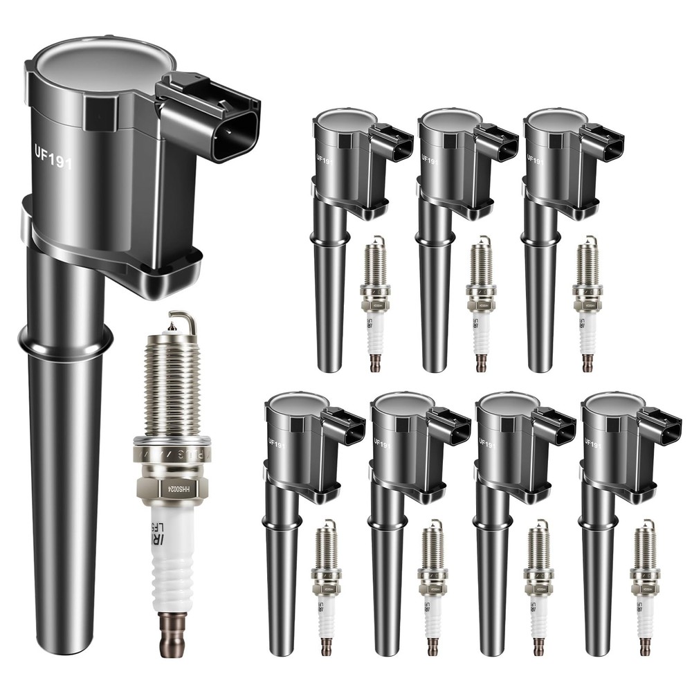 Set of 8 Iridium Spark Plug and Ignition Coil Pack UF191 Compatible with Ford…