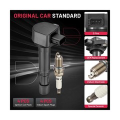 BDFHYK Ignition Coil Pack UF400 and Iridium Spark Plug ZFR6FGP Comp… Fast Ship