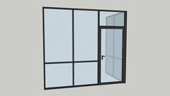 CGP Reeded Glass 2-Wall Partition System w/Door, 9′ x 6′ x 9′, Black