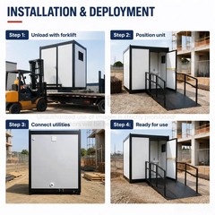 ADA Portable Restroom Handicap Accessible Toilet w/ Sink Light Vent Fan Outdoor