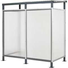 6’5″x3’8″x7′ Bus Smoking Shelter Flat Roof 3-Side Open Front W/Green 5 Gallon