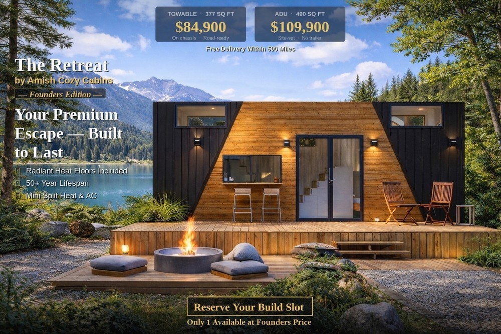 The Retreat Premium Tiny Home 377SF Towable Heated Floors $84,900 FREE SHIP