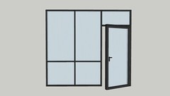CGP Reeded Glass 1-Wall Partition System w/Door, 10′ x 9′, Black