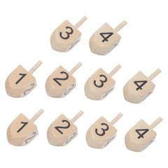 10 Pcs Festive Wooden Top Bulk Hanukkah Decorations Dreidel Paint Figurines