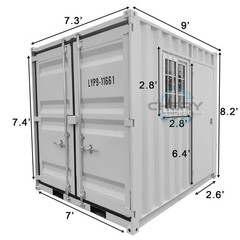 9ft Portable Storage Conex Box Container w/Lockbox & Windows | Office Workshop