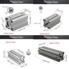 SDA 16/20/25mm Bore Thin Pneumatic Air Cylinder 5~100mm Stroke Double Acting Lot
