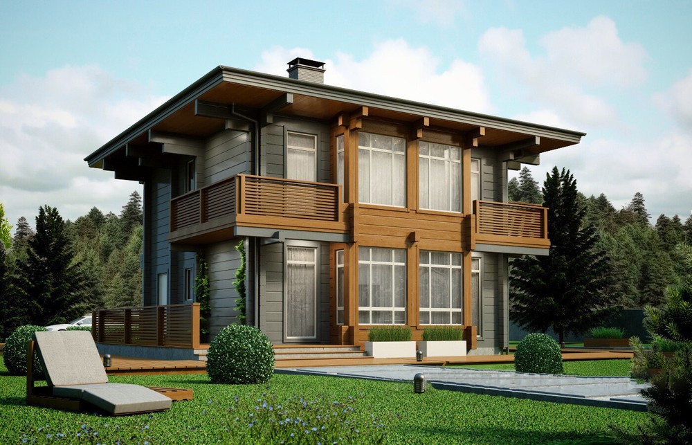 MODERN LOG HOUSE KIT #LH-215-1 ECO FRIENDLY WOOD PREFAB DIY BUILDING CABIN HOME