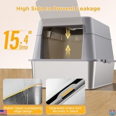Extra Large Stainless Steel Cat Litter Box with Lid – High-Sided, Covered Access