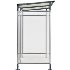 6’5″x3’8″x7′ Bus Smoking Shelter Flat Roof 3-Side Open Front W/Green 5 Gallon
