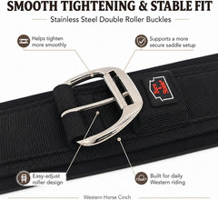 Western Horse Cinch with Stainless Steel Double Roller Buckles, Anti-Slip Terry