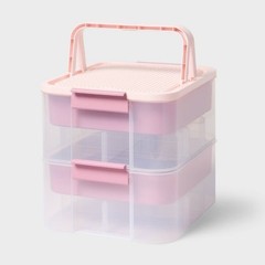 3.9gal Building Brick Play Latching Stacking Storage Pink