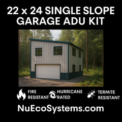 Affordable 22′ x 22′ Tall Lightweight Galvanized Steel Garage and Apartment Kit