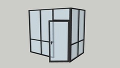CGP Reeded Glass 2-Wall Partition System w/Door, 9′ x 6′ x 9′, Black