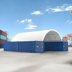 20×40 Container Shelter Canopy & Back Panel* 18oz PVC – Industrial Storage