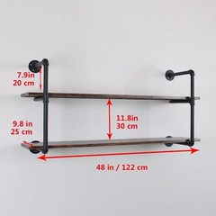 MBQQ Industrial Retro Pipe Shelf 48in 2 Tier Wall Mounted,Rustic Floating Shelve