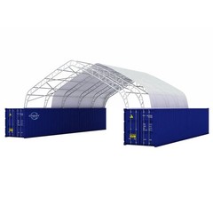 40’x40’x15′ Double Truss Peak Container Canopy Shelter 22oz PVC Canopy Shelter