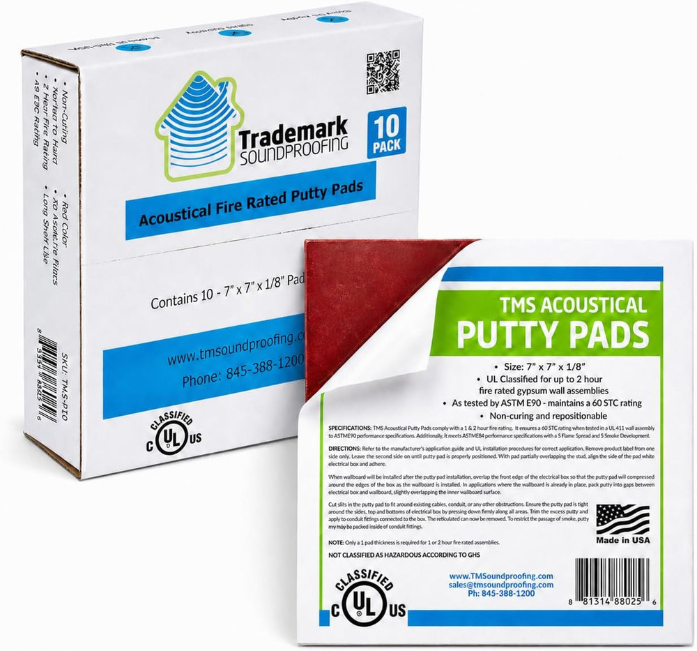 Trademark Soundproofing Acoustical Putty Pads – UL Rated Fire Stop, Electrical