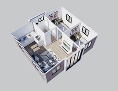 Portable Prefabricated Tiny Home 19Ft X 20Ft, Mobile Expandable Prefab House