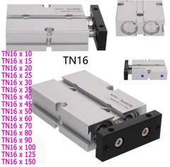 TN16mm Bore 10~150mm Stroke Dual Acting Pneumatic Air Cylinder Double Rod Alloy