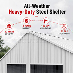 33FT x 25FT Metal Garage Barn – Reinforced Steel Structure with Dual Doors
