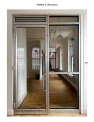 Office Partition/Glass Aluminum Walls w/Doors DEINSTALLATION & REMOVAL REQUIRED