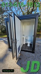 Premium All Steel Frame HD Portable Bathroom Restroom Double Stall Toilet New