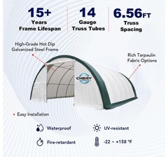 CHERY Industrial storage shelter Polytunnel 30x65x15 ft Steel UV-resistant