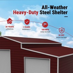 42’x30’x13′ Metal Garage Shed Barn Outdoor Storage Heavy Duty Galvanized Steel