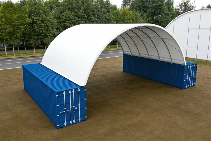 40×40 FT Shipping Container Canopy w/Galvanized Steel Frame & PVC Fabric Cover