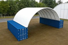 40×40 FT Shipping Container Canopy w/Galvanized Steel Frame & PVC Fabric Cover