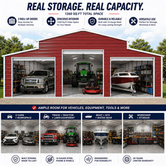 42x30x13ft Metal Garage Shed Outdoor Storage Heavy Duty Galvanized Steel Barn
