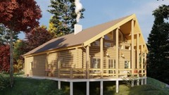 LOG CABIN HOME shell kit logs 1950 sq ft 32′ by 50′ with loft