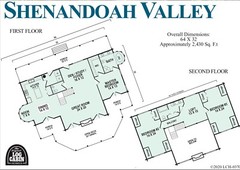 Shenandoah Valley 2430 sq ft 3 or 4 Bedroom Log Cabin Home Kit w/4 car garage