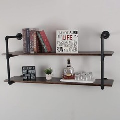 MBQQ Industrial Retro Pipe Shelf 48in 2 Tier Wall Mounted,Rustic Floating Shelve