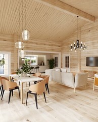 1440sq.ft LOG HOUSE KIT #LH-135 ECO FRIENDLY WOOD PREFAB DIY BUILDING CABIN HOME